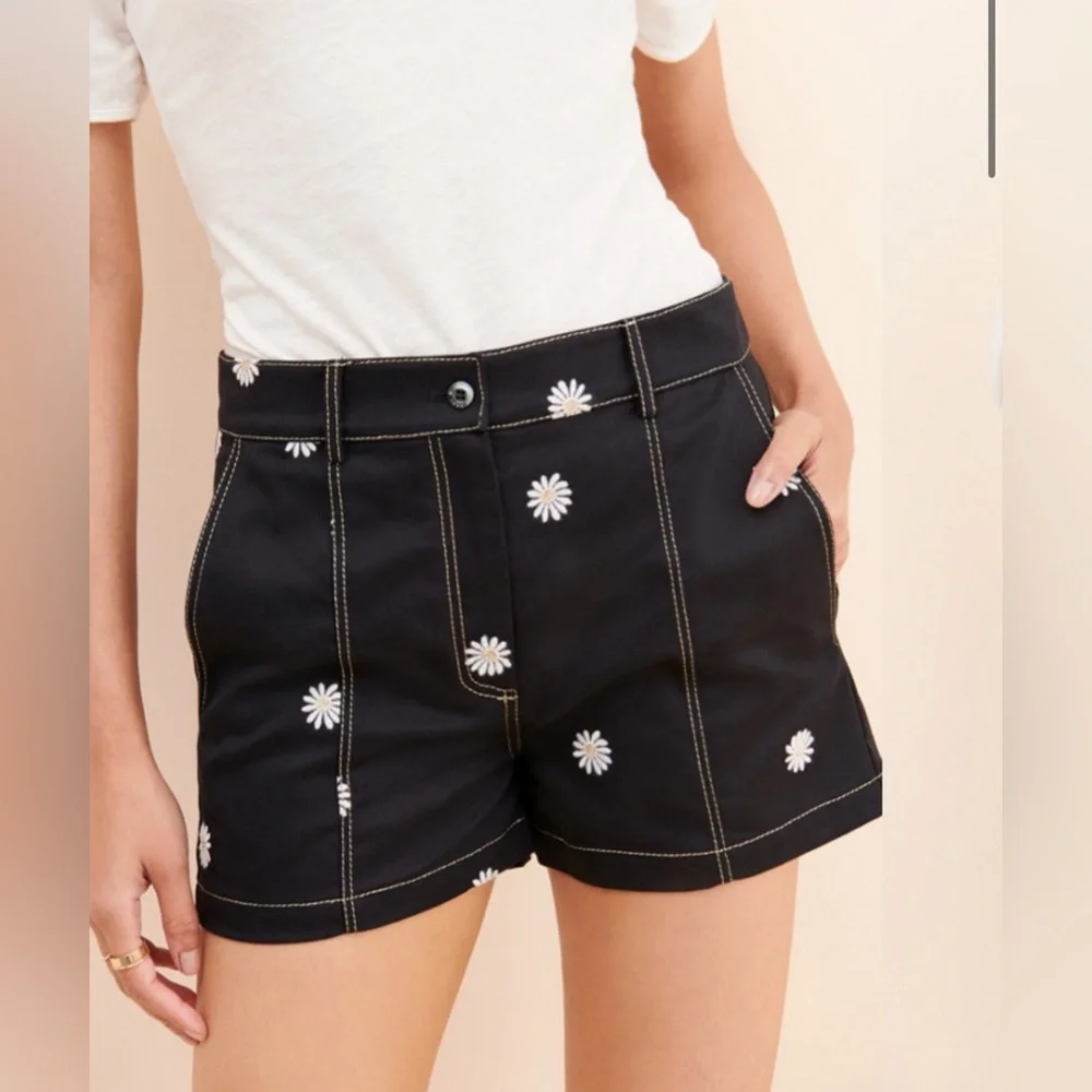 NWT Free People x Sister Paul & Joe High-Waisted Daisy Shorts - black - XS
